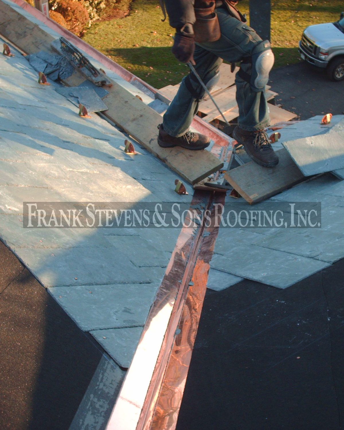 Slate roof with hand-formed copper valleys, Newburgh NY