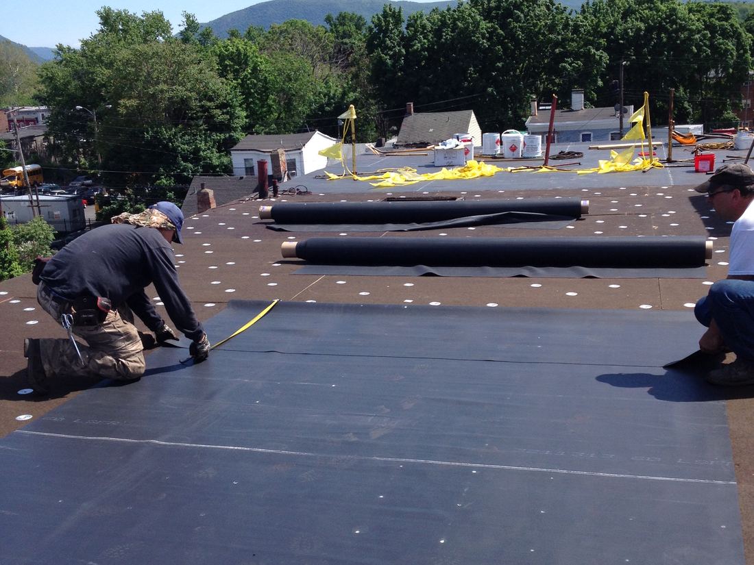 EPDM rubber roof membrane installation