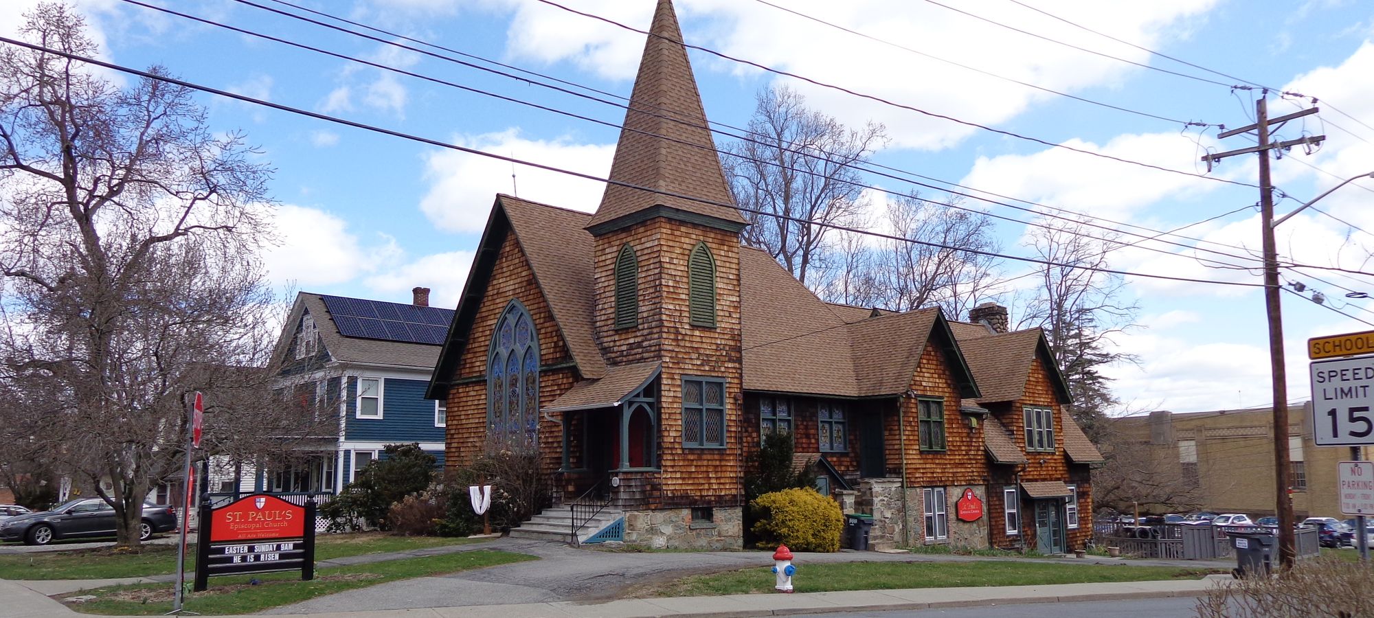 Completed steep-slope roof replacement on St Paul's Episcopal Church, Chester NY