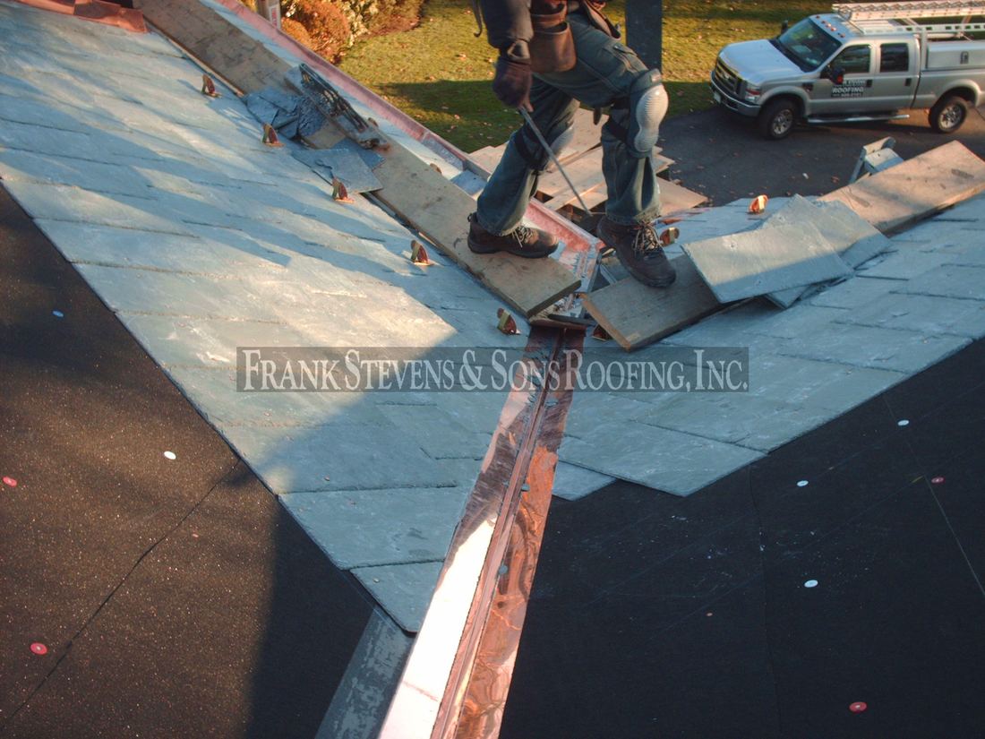 Slate roof with copper valleys, Newburgh NY