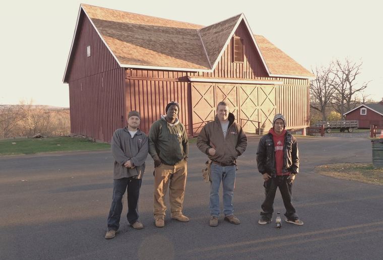 The crew at the ca. 1769 Hill-Hold Barn, Campbell Hall NY